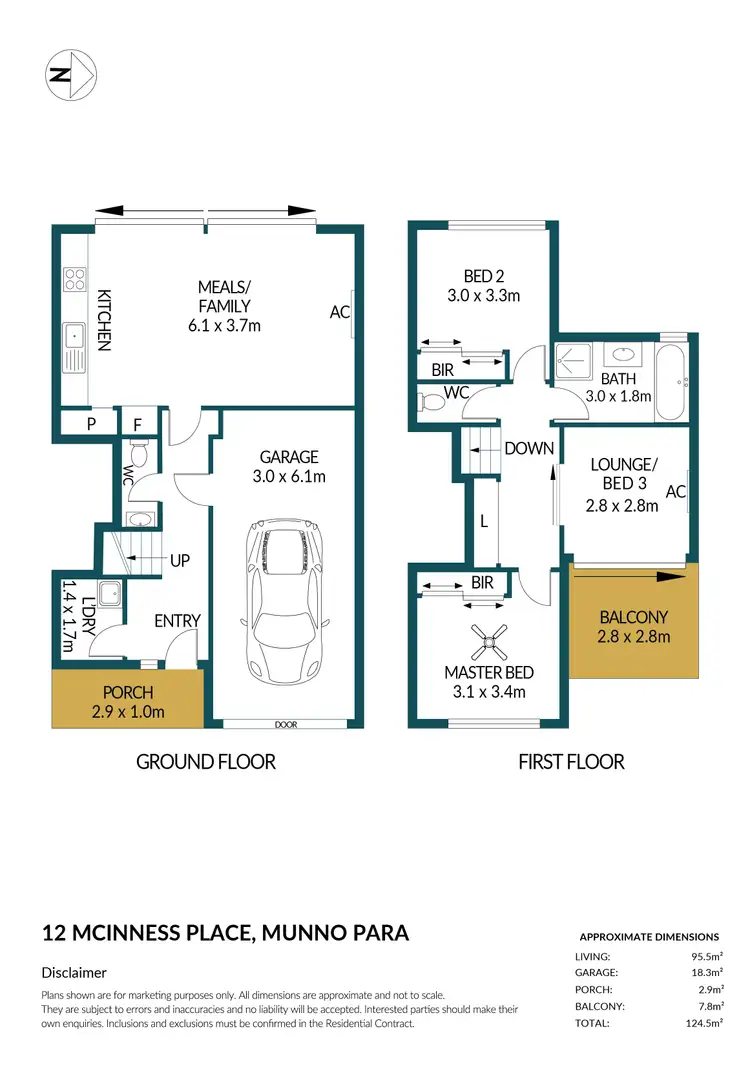 Floorplan of Homely townhouse listing, 12 McInness Place, Munno Para SA 5115