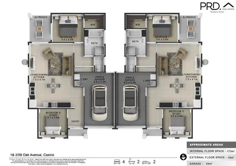 Floorplan of Homely semi-detached listing, 1&2/59 Sheppard Street, Casino NSW 2470
