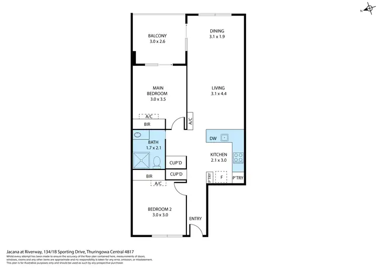 Floorplan of Homely apartment listing, 134/1B Sporting Drive, Thuringowa Central QLD 4817