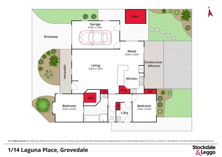 Floorplan of Homely unit listing, 1/14 Laguna Place, Grovedale VIC 3216