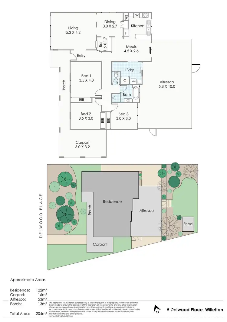 Floorplan of Homely house listing, 5 Delwood Place, Willetton WA 6155