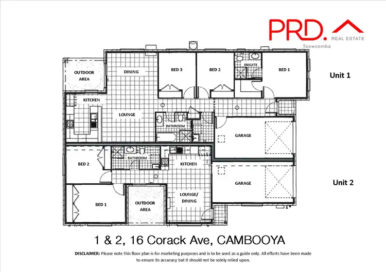 Floorplan of Homely unit listing, 1 & 2/16 Corack Avenue, Cambooya QLD 4358