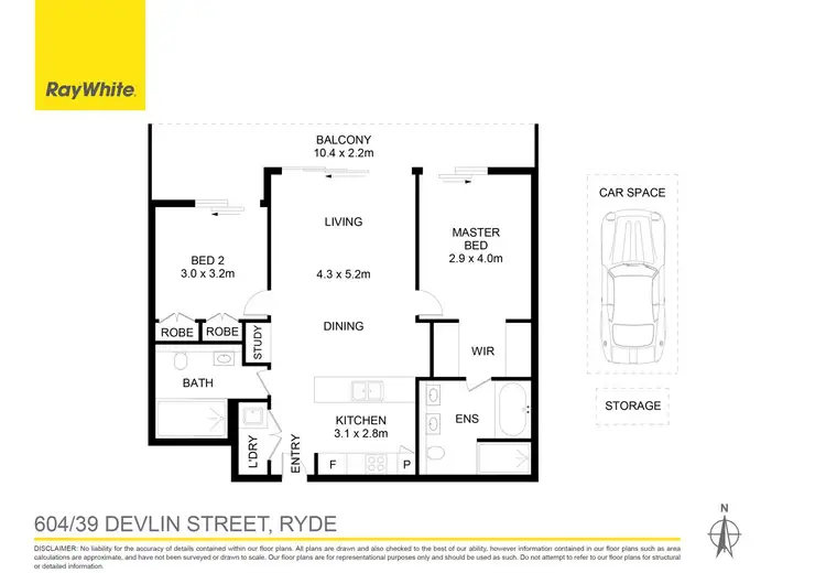 Floorplan of Homely apartment listing, 604/39 Devlin Street, Ryde NSW 2112