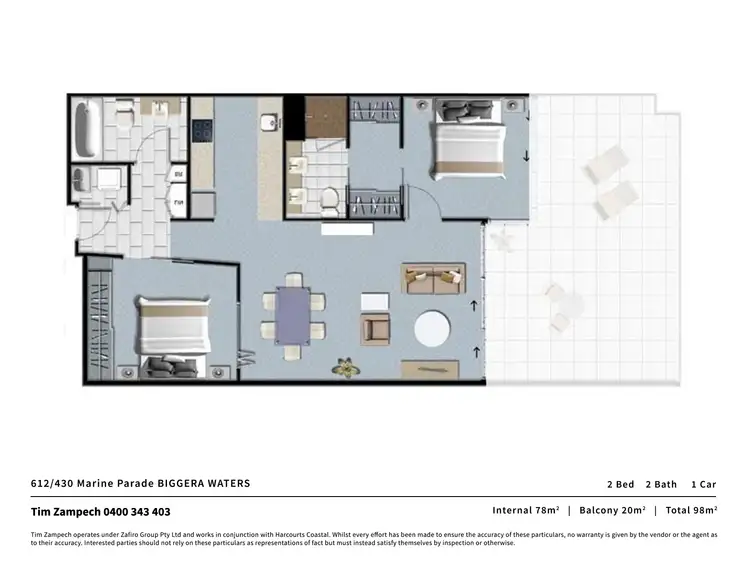 Floorplan of Homely apartment listing, 612/430 Marine Parade, Biggera Waters QLD 4216
