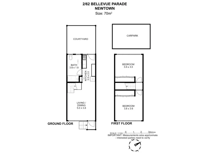 Floorplan of Homely unit listing, 2/62 Bellevue Parade, New Town TAS 7008