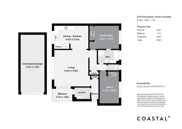 Floorplan of Homely apartment listing, 2/14 Vista Street, Surfers Paradise QLD 4217