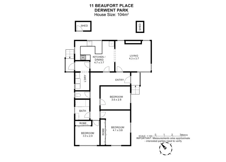 Floorplan of Homely house listing, 11 Beaufort Place, Derwent Park TAS 7009