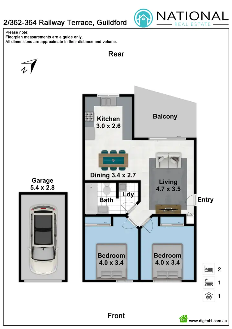 Floorplan of Homely unit listing, 2/362-364 Railway Terrace, Guildford NSW 2161
