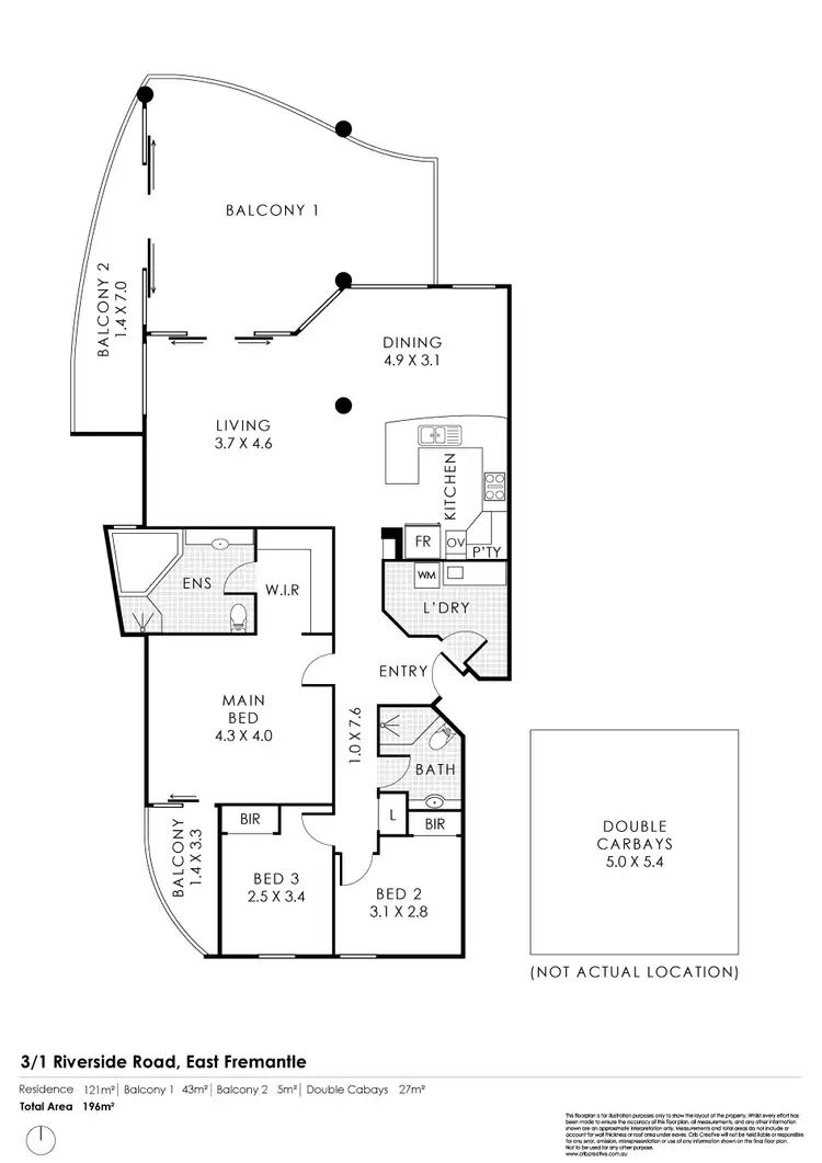 Floorplan of Homely apartment listing, 3/1 Riverside Rd, East Fremantle WA 6158