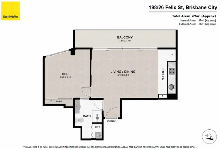 Floorplan of Homely apartment listing, 198/26 Felix Street, Brisbane City QLD 4000
