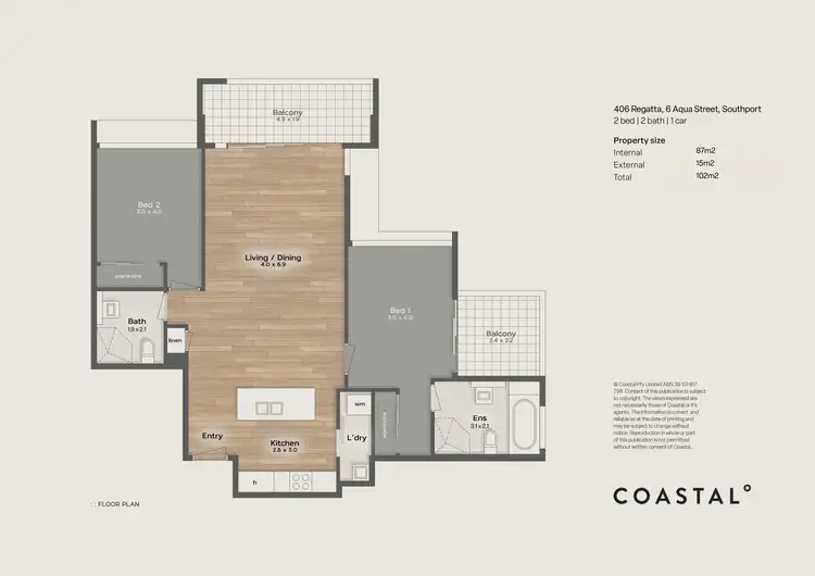 Floorplan of Homely apartment listing, 406/6 Aqua Street, Southport QLD 4215