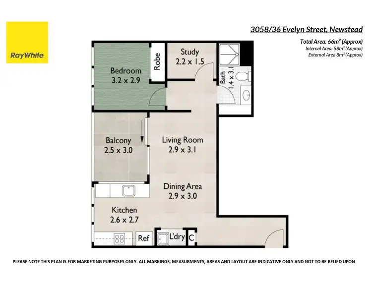 Floorplan of Homely apartment listing, 3058/36 Evelyn Street, Newstead QLD 4006
