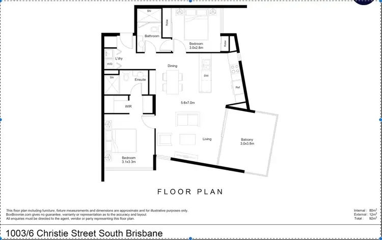 Floorplan of Homely apartment listing, 1003/218 Vulture Street, South Brisbane QLD 4101