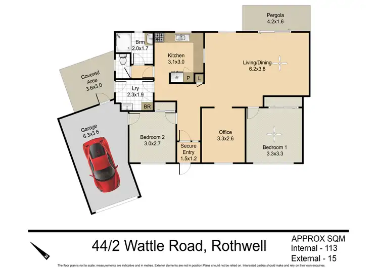 Floorplan of Homely villa listing, 44/2 Wattle Road, Rothwell QLD 4022