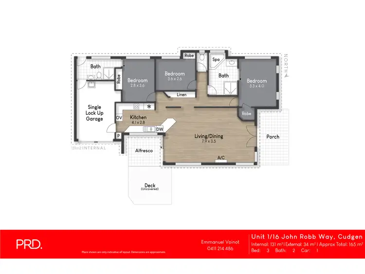 Floorplan of Homely semi-detached listing, 1/16 John Robb Way, Cudgen NSW 2487