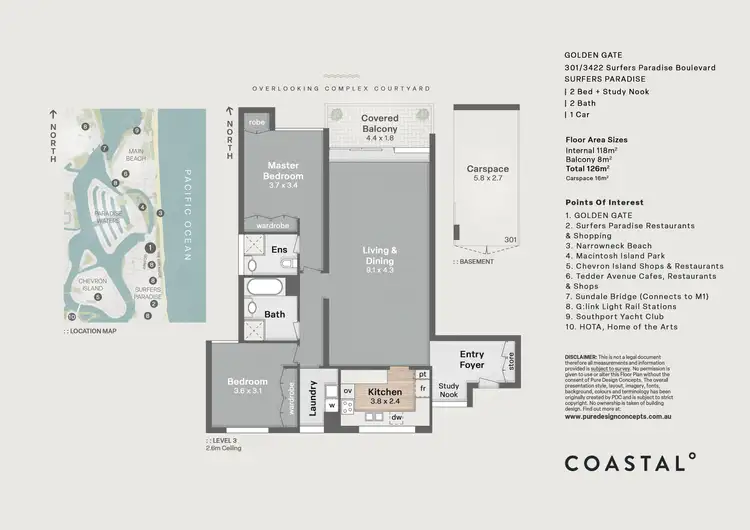 Floorplan of Homely apartment listing, 301/3422 Surfers Paradise Boulevard, Surfers Paradise QLD 4217