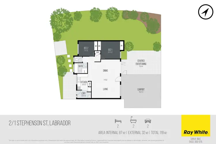 Floorplan of Homely semi-detached listing, 2/1 Stephenson Street, Labrador QLD 4215