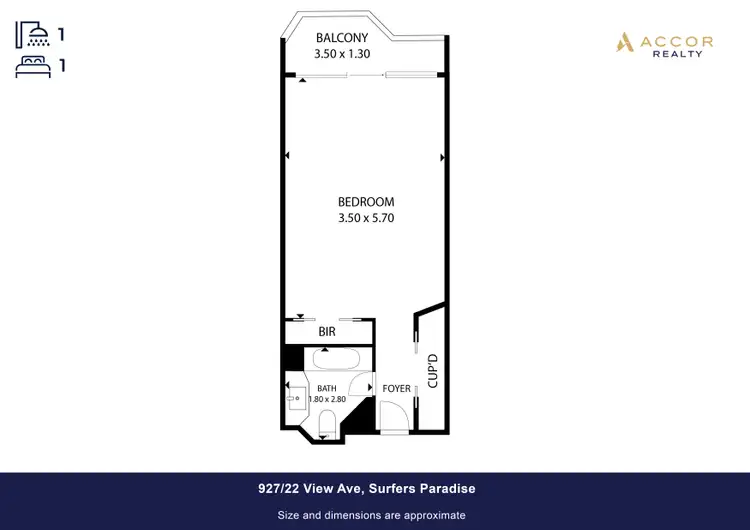 Floorplan of Homely apartment listing, 927/22 View Avenue, Surfers Paradise QLD 4217