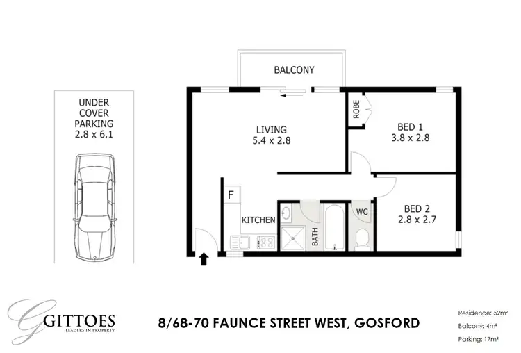 Floorplan of Homely unit listing, 8/68-70 Faunce Street West, Gosford NSW 2250