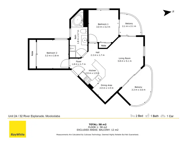 Floorplan of Homely unit listing, 24/32 River Esplanade, Mooloolaba QLD 4557