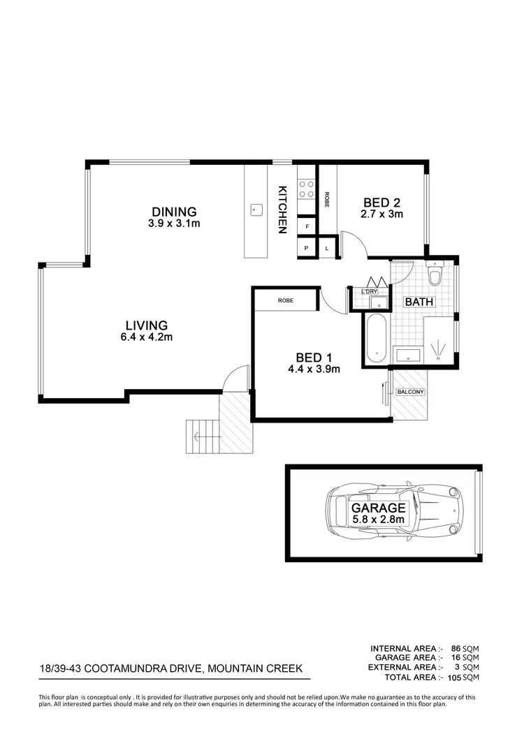 Floorplan of Homely unit listing, 18/39-43 Cootamundra Drive, Mountain Creek QLD 4557