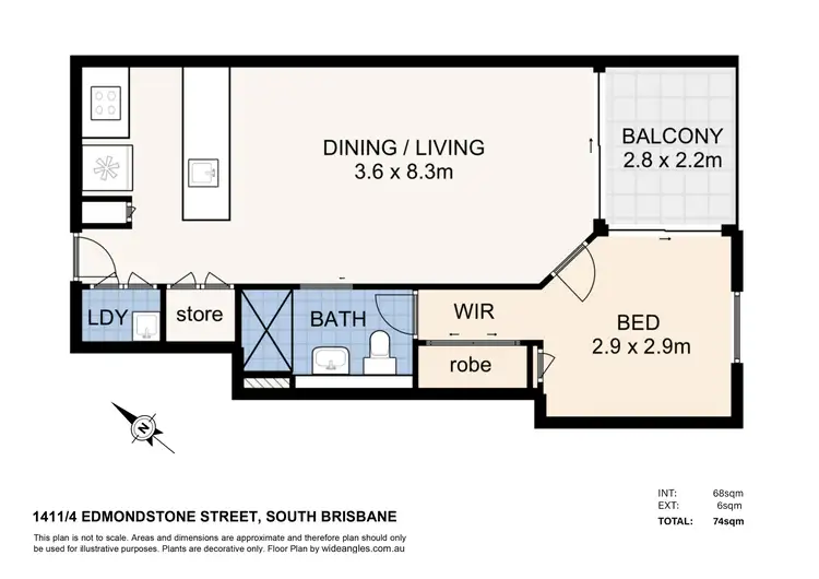 Floorplan of Homely apartment listing, 1411/4 Edmondstone Street, South Brisbane QLD 4101