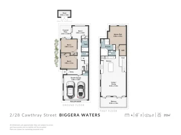 Floorplan of Homely semi-detached listing, 2/28 Cawthray Street, Biggera Waters QLD 4216