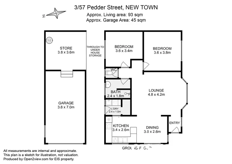 Floorplan of Homely unit listing, 3/57 Pedder Street, New Town TAS 7008