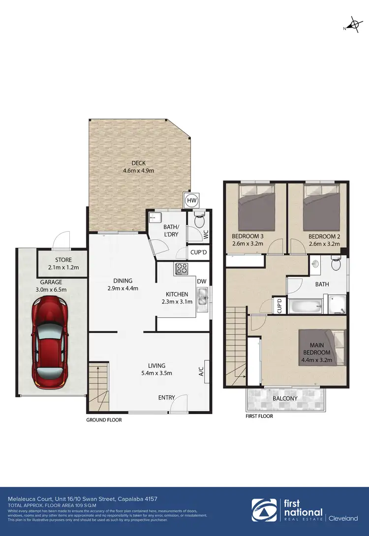 Floorplan of Homely townhouse listing, 16/10 Swan Street, Capalaba QLD 4157