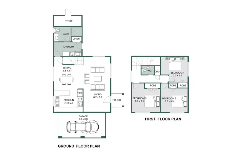 Floorplan of Homely townhouse listing, 1/33 Beam Road, Mandurah WA 6210