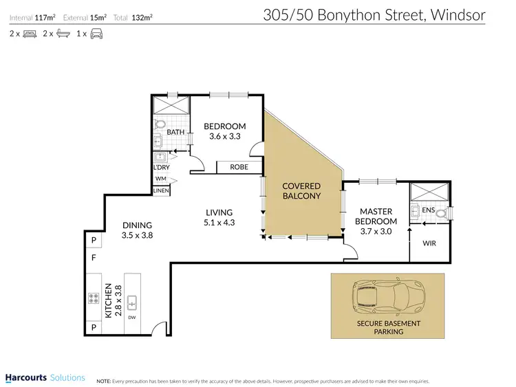 Floorplan of Homely apartment listing, 305/50 Bonython St, Windsor QLD 4030