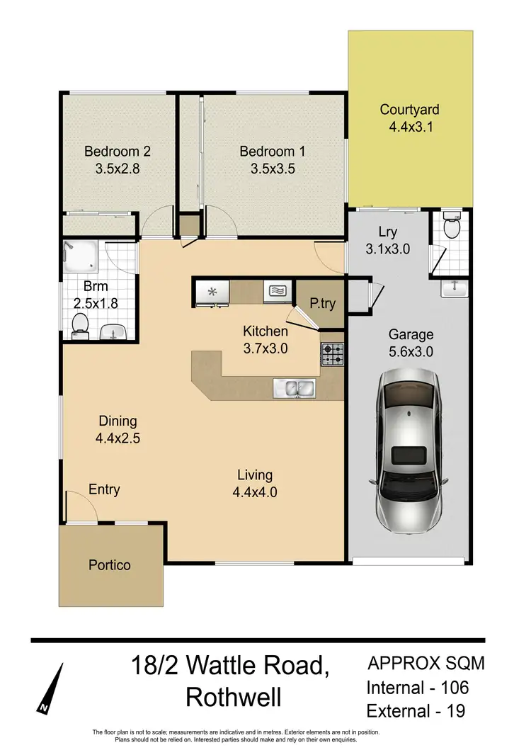 Floorplan of Homely villa listing, 18/2 Wattle Road, Rothwell QLD 4022