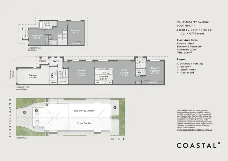 Floorplan of Homely semi-detached listing, Unit 1/6 O'Doherty Avenue, Southport QLD 4215