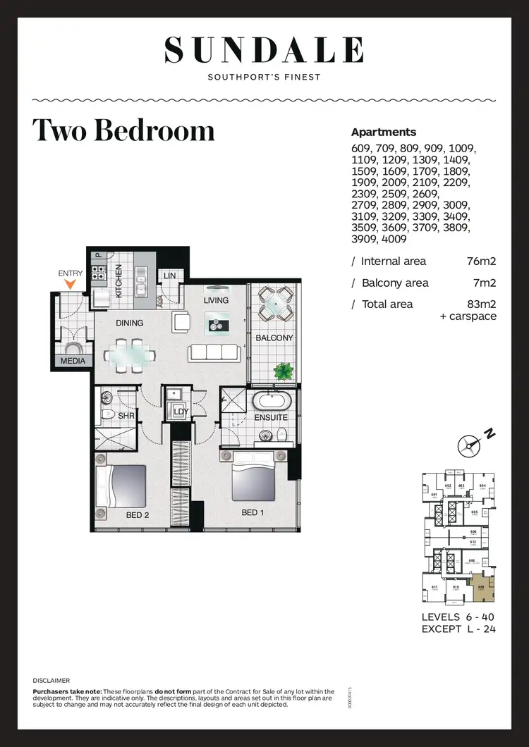 Floorplan of Homely apartment listing, 3209/2 Como Crescent, Southport QLD 4215