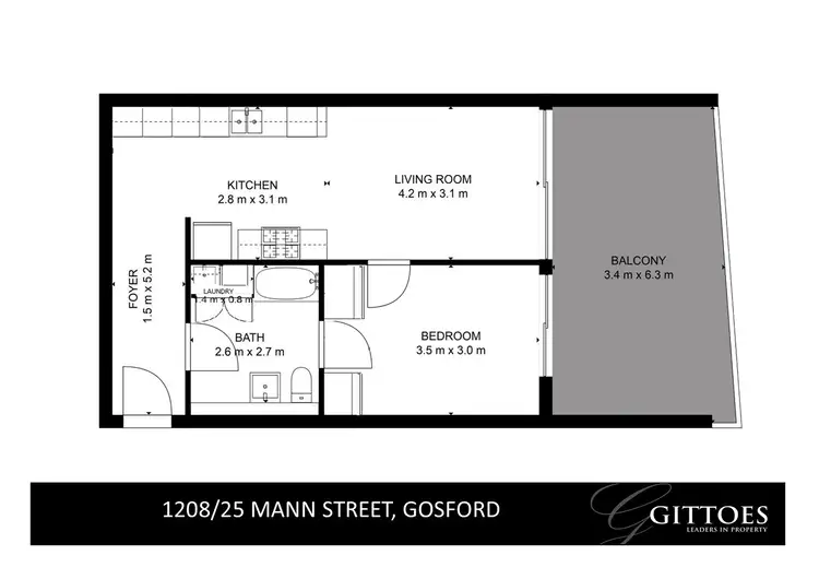 Floorplan of Homely apartment listing, 1208/25 Mann Street, Gosford NSW 2250