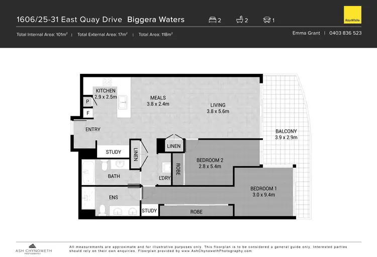 Floorplan of Homely unit listing, 1606/25-31 East Quay Drive, Biggera Waters QLD 4216