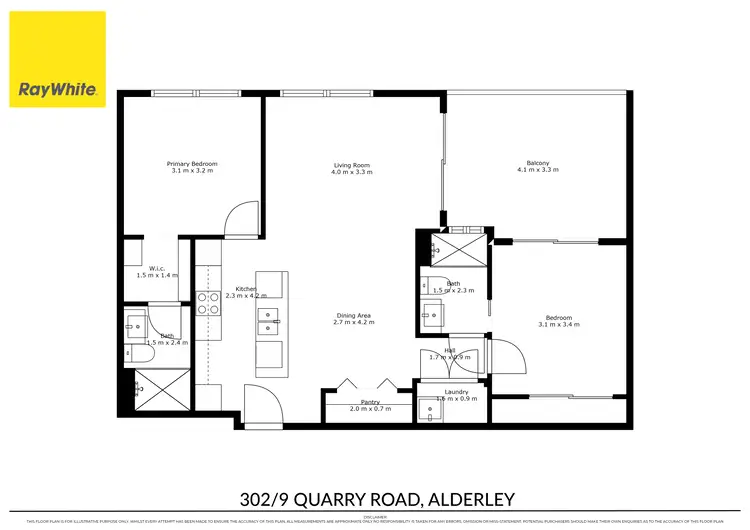 Floorplan of Homely unit listing, 302/9 Quarry Road, Alderley QLD 4051