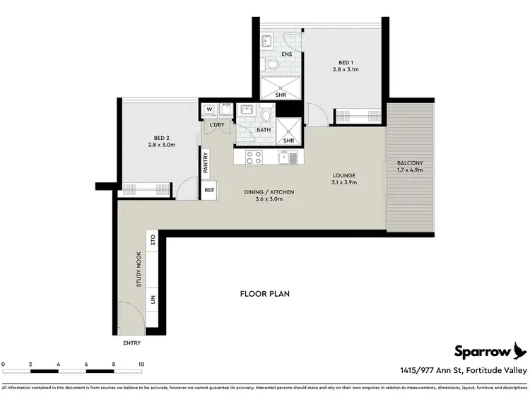 Floorplan of Homely apartment listing, 1415/977 Ann Street, Fortitude Valley QLD 4006