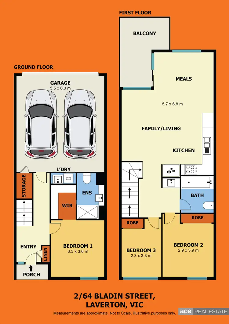 Floorplan of Homely townhouse listing, 2/64 Bladin Street, Laverton VIC 3028