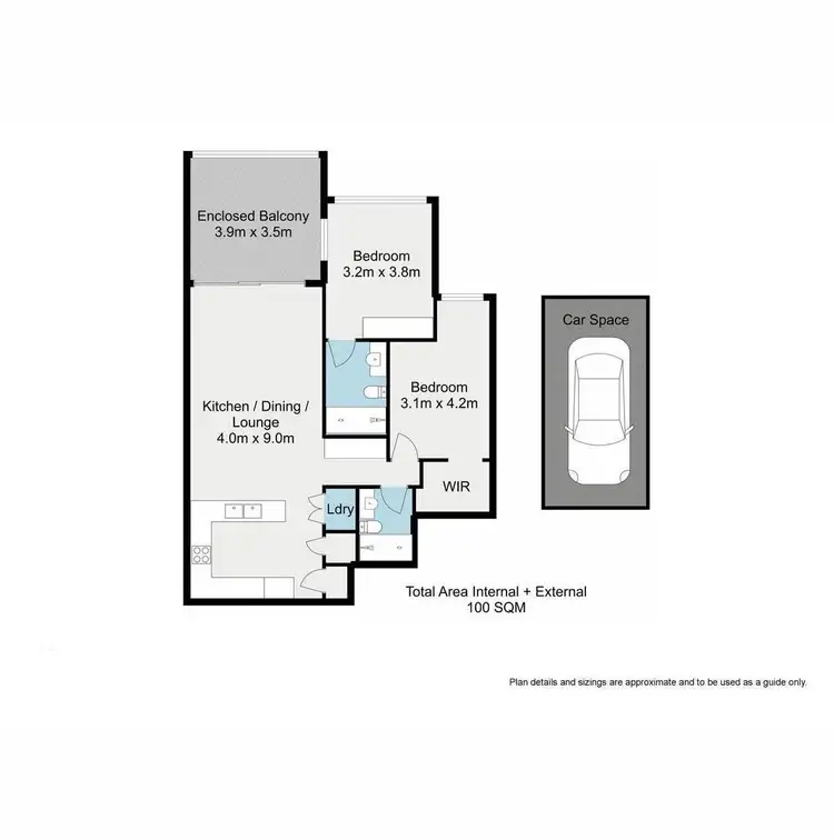 Floorplan of Homely apartment listing, 313/48 O'Keefe Street, Woolloongabba QLD 4102