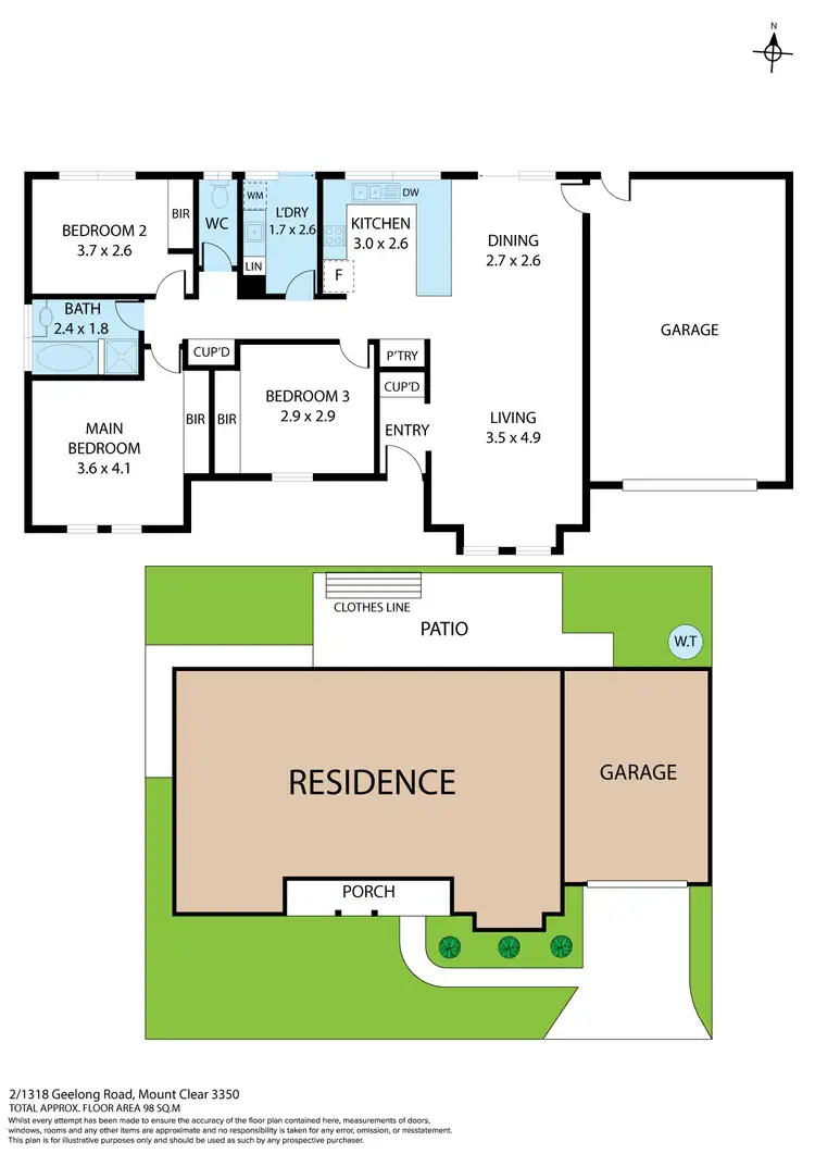 Floorplan of Homely townhouse listing, 2/1318 Geelong Road, Mount Clear VIC 3350