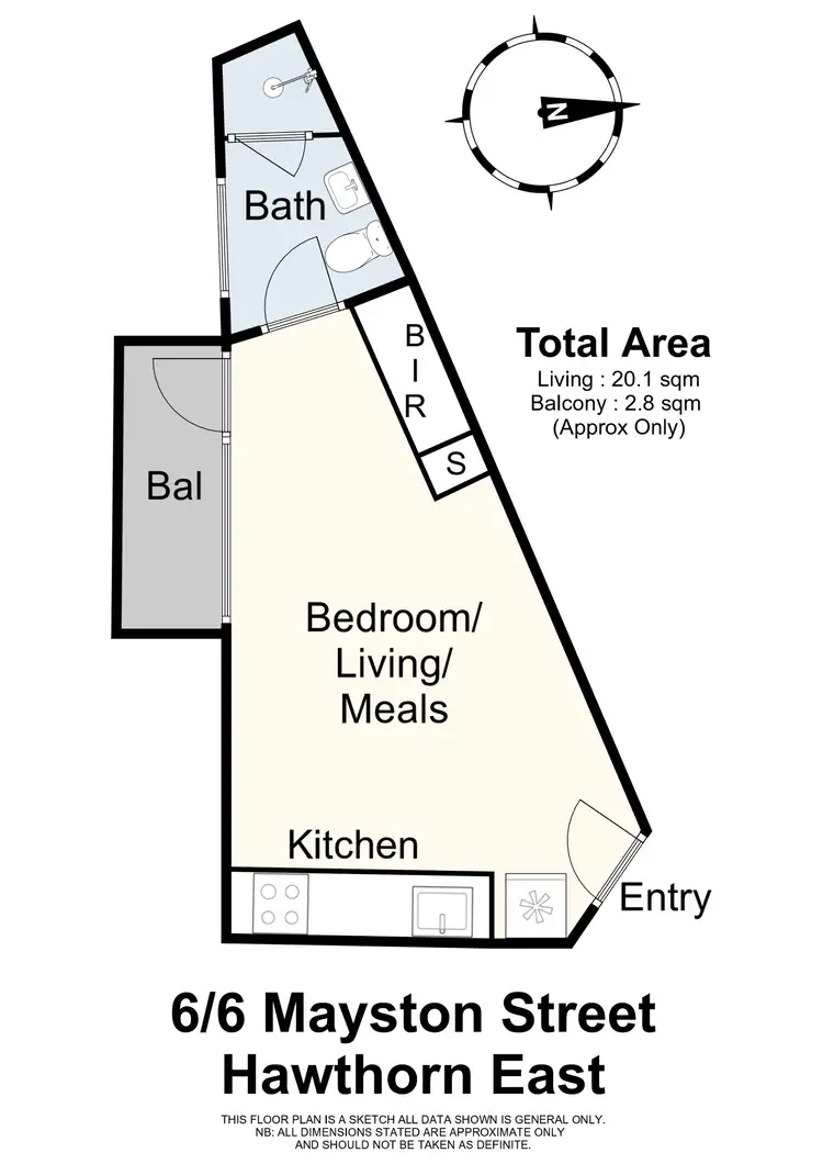 Floorplan of Homely studio listing, 6/6 Mayston Street, Hawthorn East VIC 3123