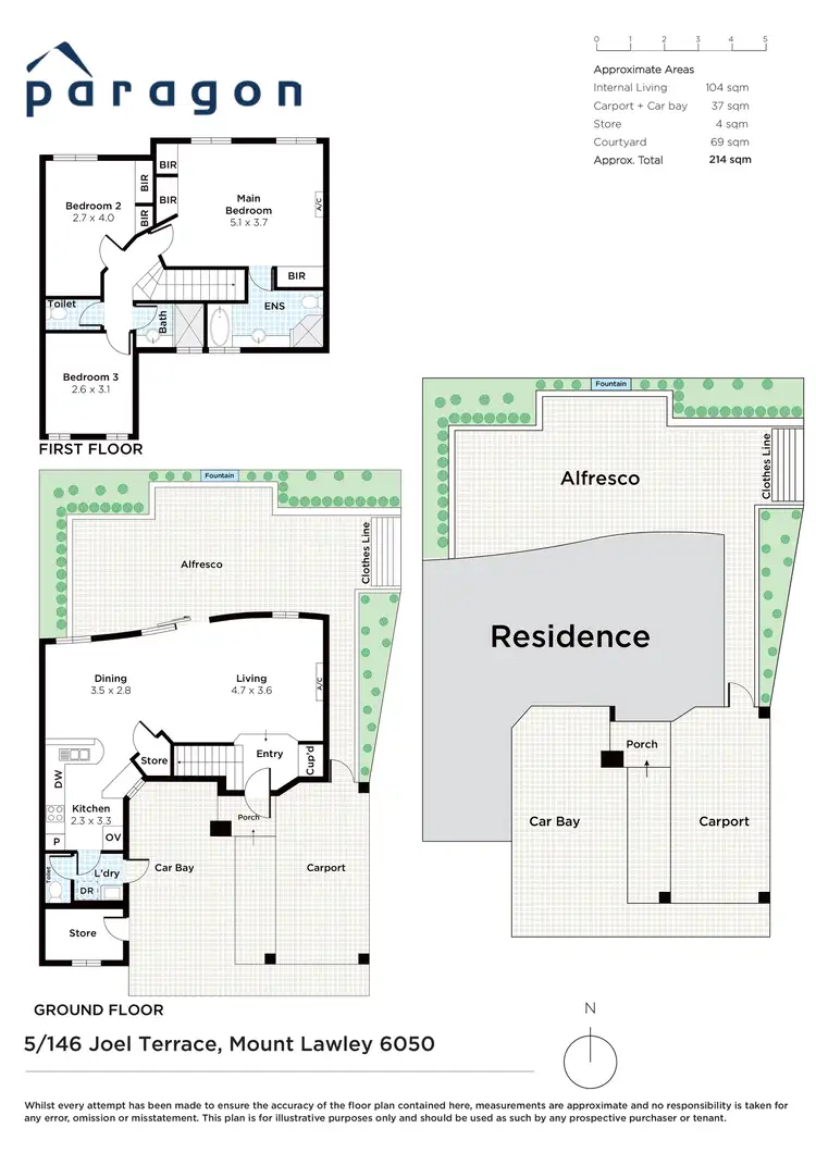 Floorplan of Homely townhouse listing, 5/146 Joel Terrace, Mount Lawley WA 6050