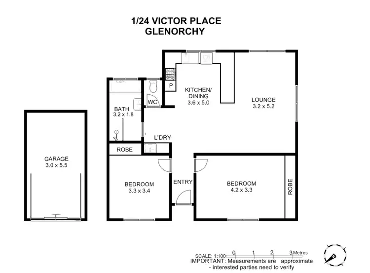Floorplan of Homely unit listing, 1/24 Victor Place, Glenorchy TAS 7010