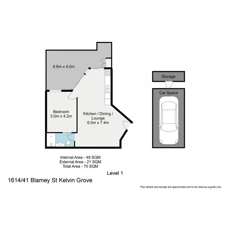 Floorplan of Homely apartment listing, 1614/41 Blamey Street, Kelvin Grove QLD 4059