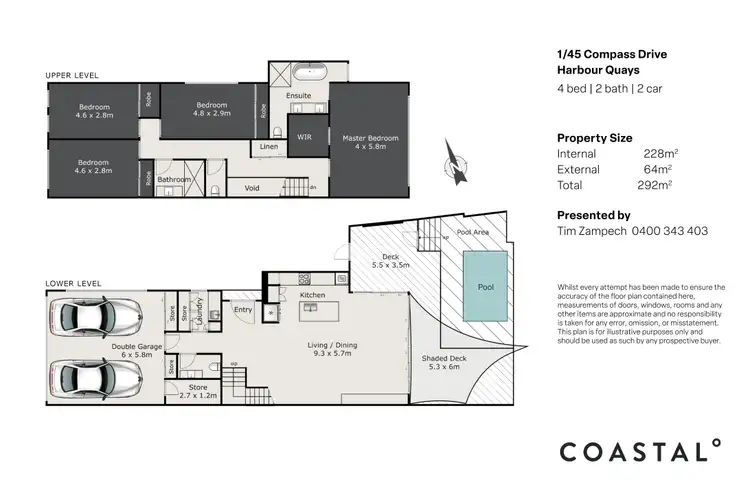 Floorplan of Homely semi-detached listing, 1/45 Compass Drive, Biggera Waters QLD 4216