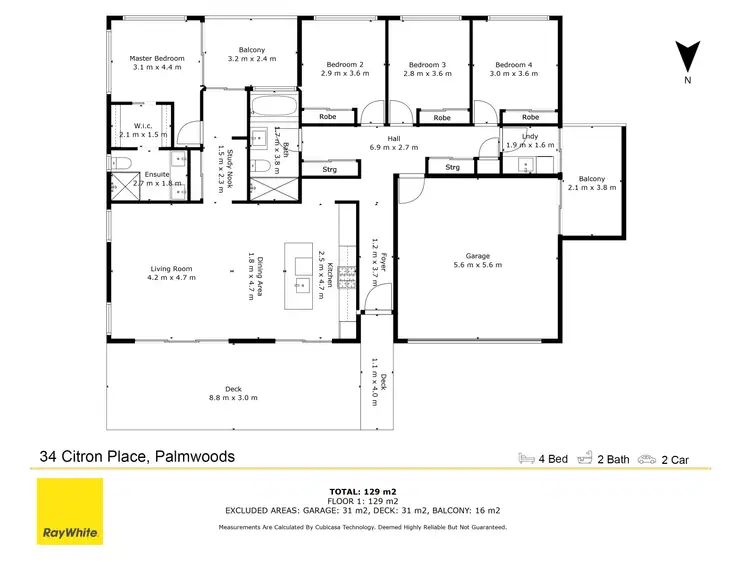 Floorplan of Homely house listing, 34 Citron Place, Palmwoods QLD 4555