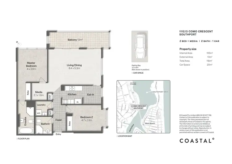 Floorplan of Homely apartment listing, 1112/3 Como Crescent, Southport QLD 4215
