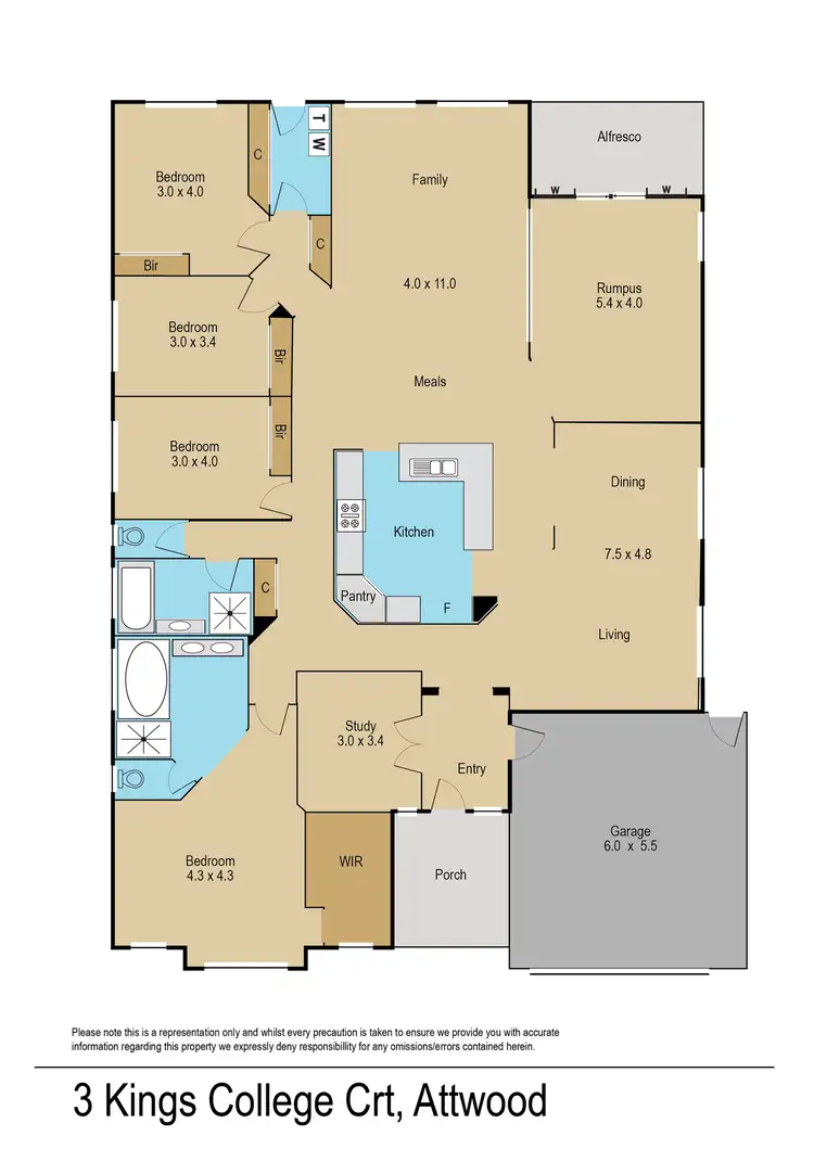 Floorplan of Homely house listing, 3 Kings College Court, Attwood VIC 3049