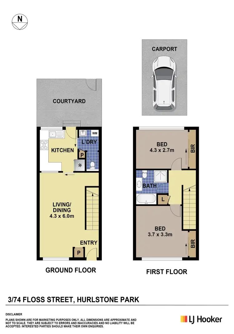 Floorplan of Homely townhouse listing, 3/74-76 Floss Street, Hurlstone Park NSW 2193